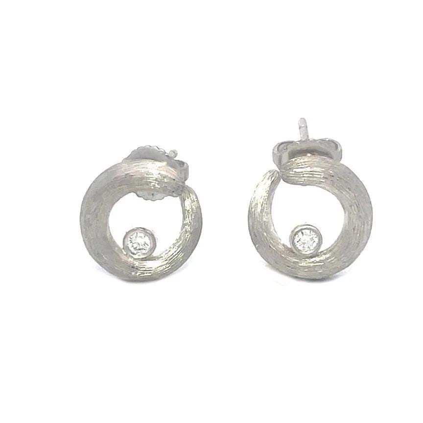 HENRY DUNAY DIAMOND EARRINGS PLATINUM OPEN CIRCLE STUD STYLE (1 of 2)