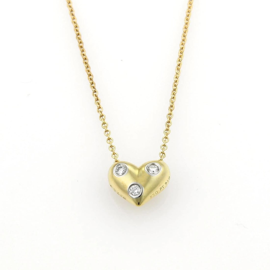 TIFFANY & CO. ETOILE HEART PENDANT DIAMONDS 18K GOLD PLATINUM NECKLACE (1 of 2)