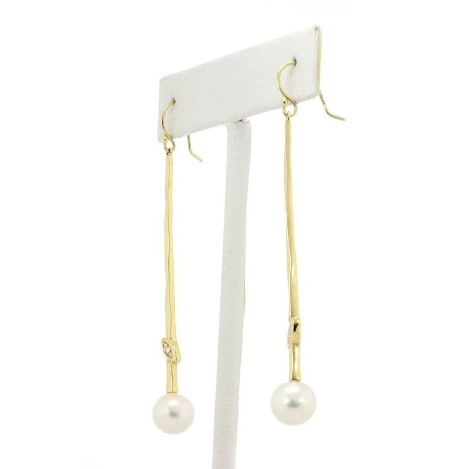 IPPOLITA NOVA DIAMOND PEARLS LINEAR 18K YELLOW GOLD LONG DANGLE EARRINGS: IPPOLITA NOVA DIAMOND PEARLS LINEAR 18K YELLOW GOLD LONG DANGLE EARRINGS IPPOLITA NOVA DIAMOND PEARLS LINEAR 18K YELLOW GOLD LONG DANGLE EARRINGS Ippolita NOVA Diamond Pearls Linear 18k Yellow Gold Lo