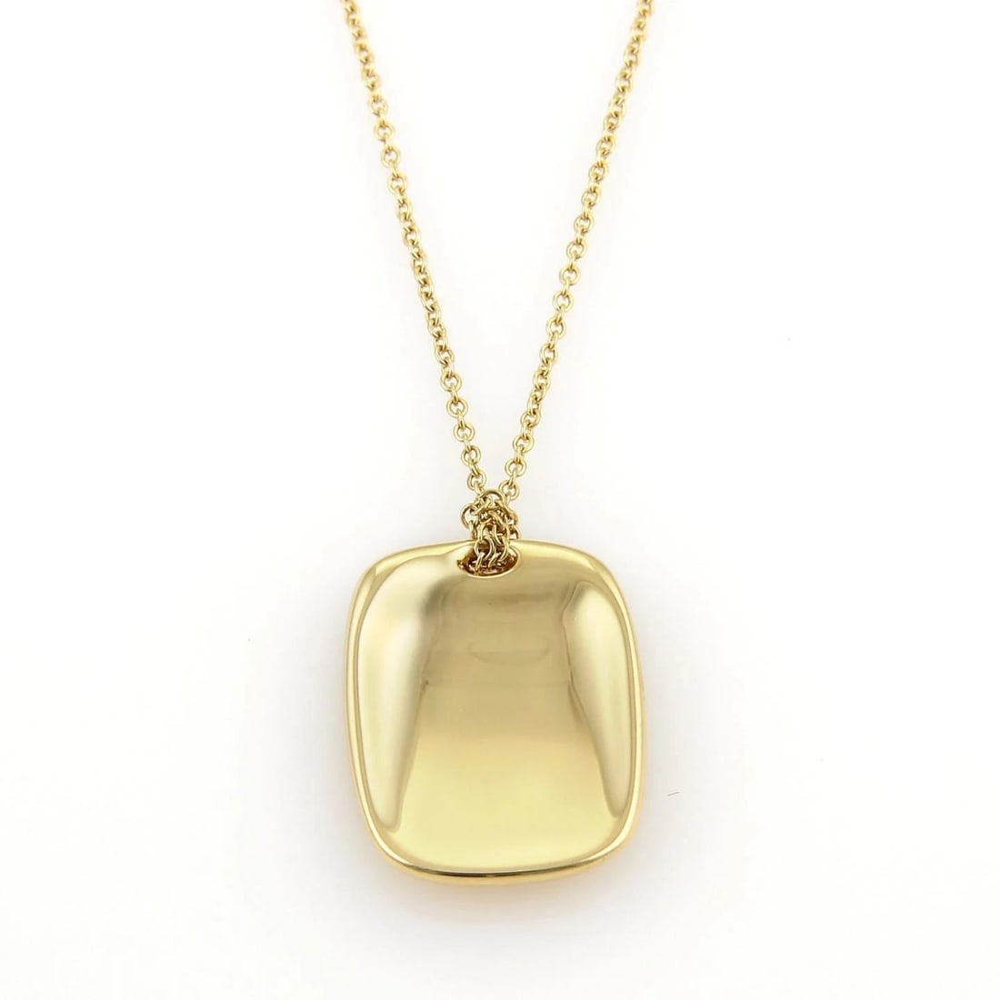 TIFFANY & CO. PERETTI GOLD NECKLACE 18K YELLOW CONCAVE RECTANGULAR PENDANT (1 of 2)