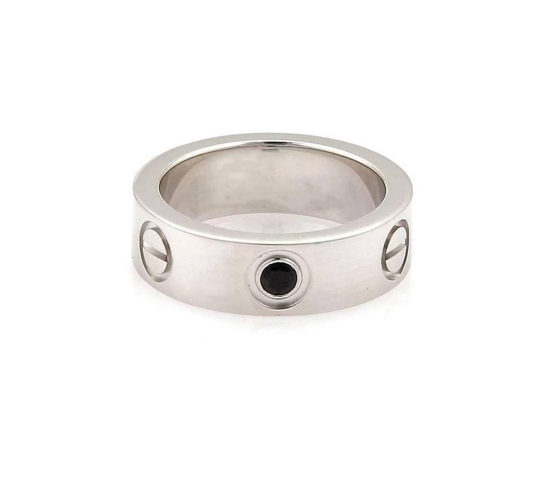 CARTIER LOVE 1 BLACK DIAMOND 18K WHITE GOLD 5.5MM BAND RING SIZE 49-US 5: CARTIER LOVE 1 BLACK DIAMOND 18K WHITE GOLD 5.5MM BAND RING SIZE 49-US 5 CARTIER LOVE 1 BLACK DIAMOND 18K WHITE GOLD 5.5MM BAND RING SIZE 49-US 5 Cartier Love 1 Black Diamond 18k White Gold 5.5mm Band