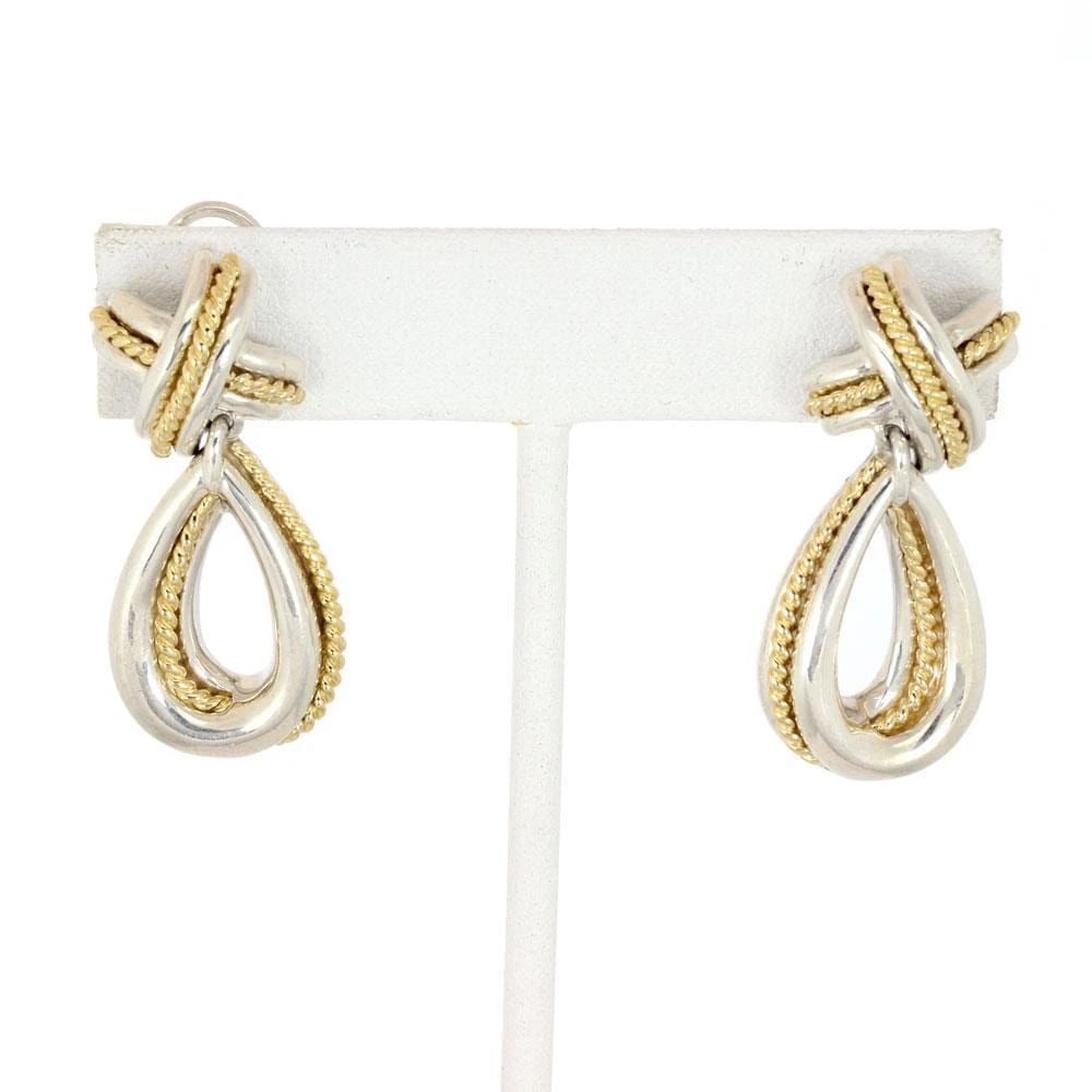 TIFFANY & CO. GOLD EARRINGS STERLING 18K YELLOW X CROSSOVER LOOP DANGLE: TIFFANY & CO. GOLD EARRINGS STERLING 18K YELLOW X CROSSOVER LOOP DANGLE TIFFANY & CO. STERLING 18K YELLOW GOLD CROSSOVER LOOP DANGLE EARRINGS Tiffany & Co. Sterling 18k Yellow Gold Crossover Loop Dang