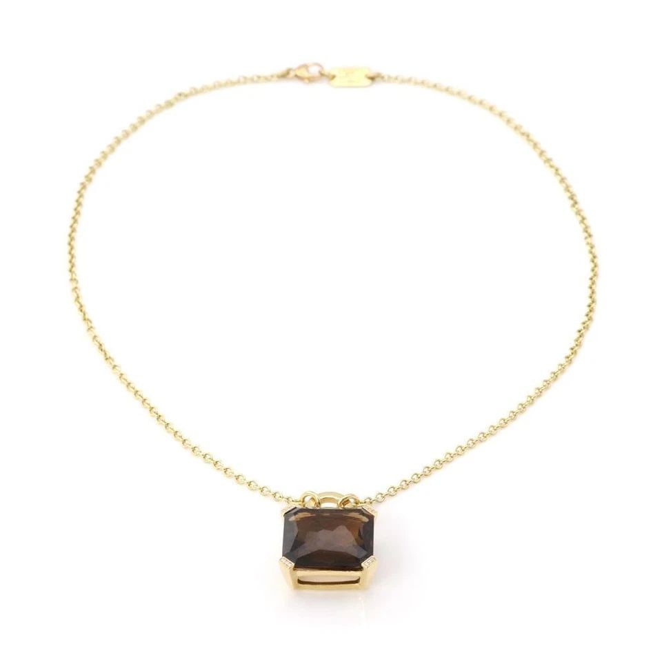 IPPOLITA SMOKY QUARTZ & DIAMOND 18K YELLOW GOLD PENDANT & CHAIN: IPPOLITA SMOKY QUARTZ & DIAMOND 18K YELLOW GOLD PENDANT & CHAIN IPPOLITA SMOKY QUARTZ & DIAMOND 18K YELLOW GOLD PENDANT & CHAIN Ippolita Smoky Quartz & Diamond 18k Yellow Gold Pendant & Chain Descript