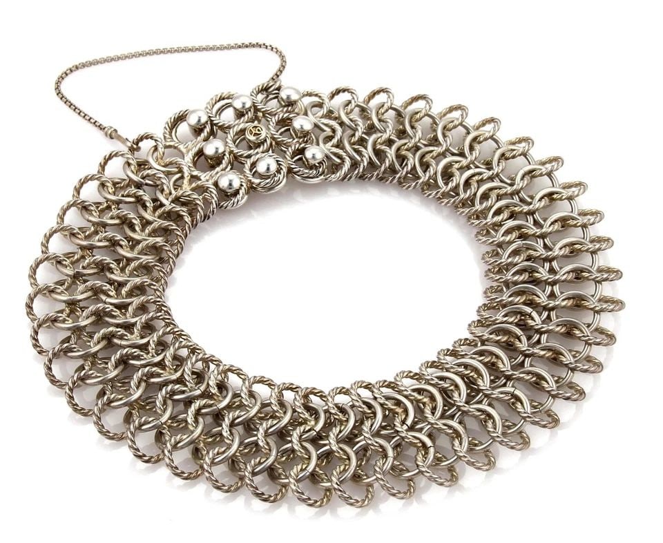 DAVID YURMAN CHOKER NECKLACE STERLING SILVER 18K GOLD MULTI CABLE RING WIDE: DAVID YURMAN CHOKER NECKLACE STERLING SILVER 18K GOLD MULTI CABLE RING WIDE DAVID YURMAN CHOKER NECKLACE STERLING SILVER 18K GOLD MULTI CABLE RING WIDE David Yurman Sterling Silver 18k Gold Multi Cabl