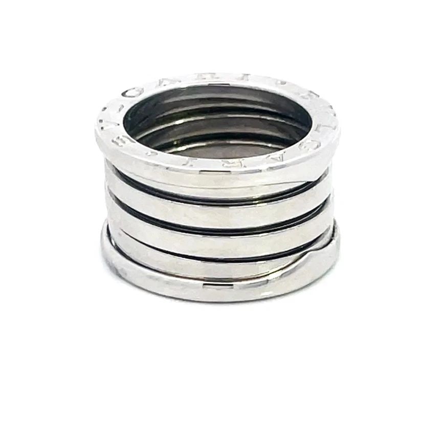 BVLGARI B ZERO.1 GOLD 5 ROW BAND 18K WHITE FLEX TUBOGAS STYLE SIZE 50: BVLGARI B ZERO.1 GOLD 5 ROW BAND 18K WHITE FLEX TUBOGAS STYLE SIZE 50 BVLGARI B ZERO.1 GOLD 5 ROW BAND 18K WHITE FLEX TUBOGAS STYLE SIZE 50 From B Zero.1 Collection, this Bulgari gold band is from 18k