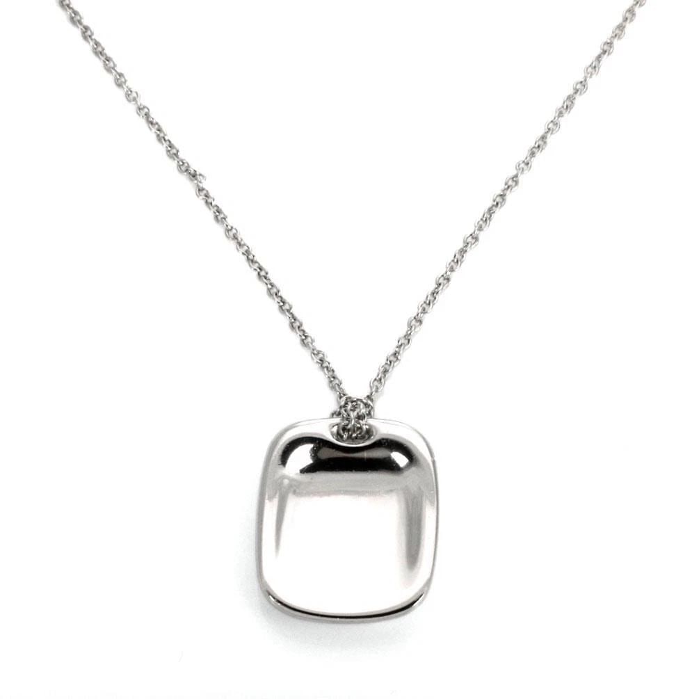 TIFFANY & CO. CONCAVE PENDANT PERETTI PLATINUM CHAIN NECKLACE: TIFFANY & CO. CONCAVE PENDANT PERETTI PLATINUM CHAIN NECKLACE TIFFANY & CO. CONCAVE PENDANT PERETTI PLATINUM CHAIN NECKLACE Tiffany & Co. Peretti Platinum Rectangular Concave ID Pendant Necklace Descr