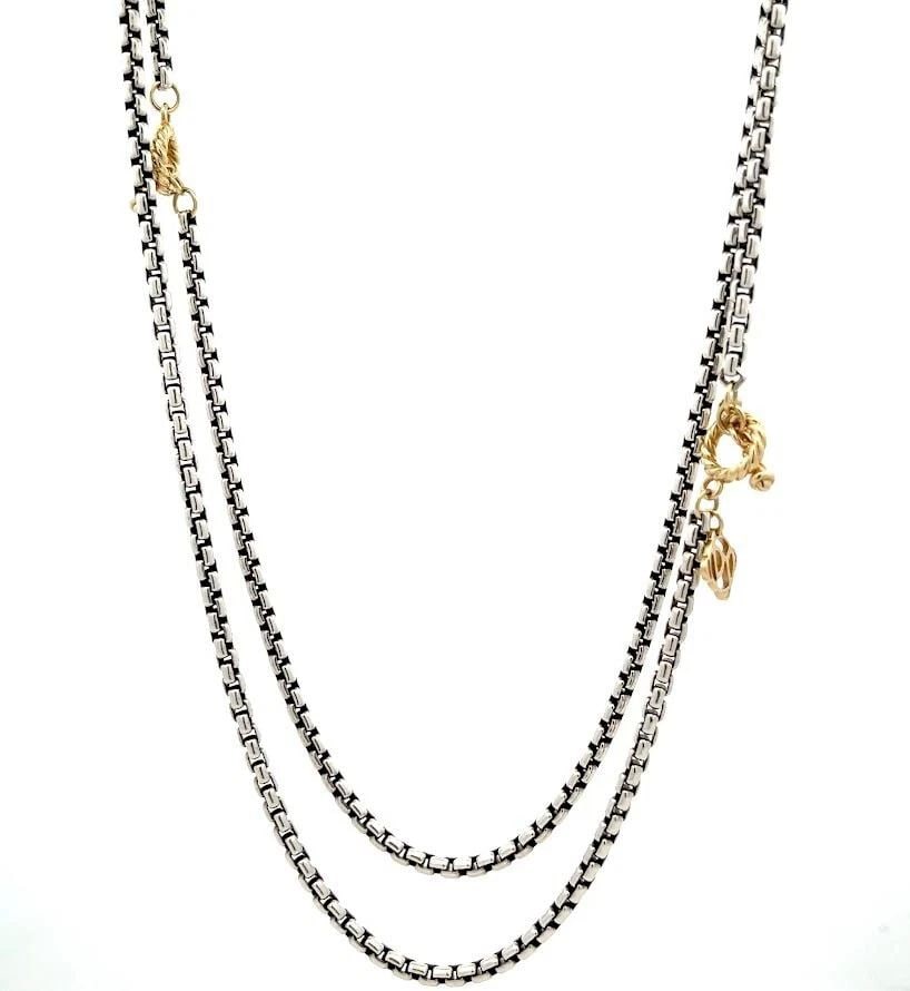 DAVID YURMAN BOX LINK CHAIN 14K GOLD STERLING CONVERTIBLE W/TOGGLE CLASP 41" (1 of 2)