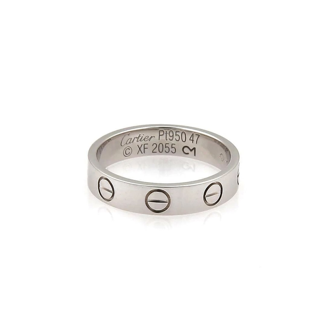 CARTIER MINI LOVE PLATINUM 3.5MM WIDE BAND RING SIZE 47-US 4: CARTIER MINI LOVE PLATINUM 3.5MM WIDE BAND RING SIZE 47-US 4 CARTIER MINI LOVE PLATINUM 3.5MM WIDE BAND RING SIZE 47-US 4 Cartier Mini Love Platinum 3.5mm Wide Band Ring Size 47-US 4 Description This 