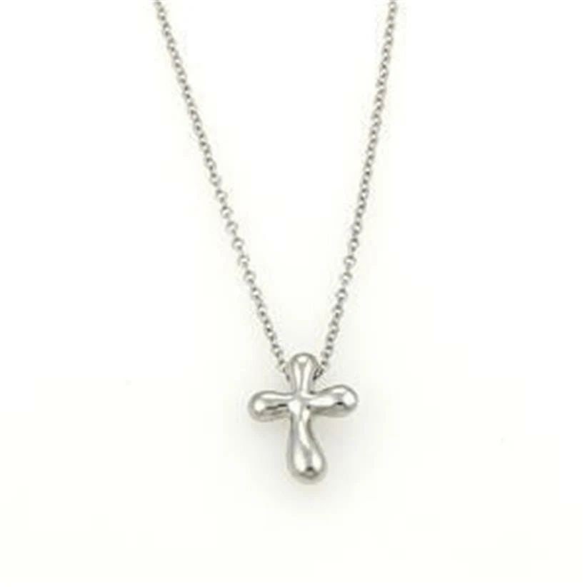 TIFFANY & CO. PERETTI MINI CROSS PENDANT PLATINUM CHAIN NECKLACE: TIFFANY & CO. PERETTI MINI CROSS PENDANT PLATINUM CHAIN NECKLACE Tiffany & Co. Peretti Platinum Mini Cross Pendant & Chain Necklace Description An elegant authentic necklace by Tiffany & Co. from desi