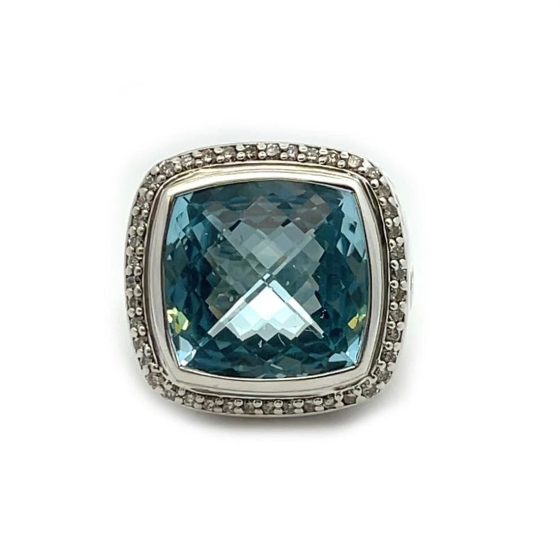 DAVID YURMAN RING ALBION DIAMOND BLUE GEMSTONE STERLING SILVER: DAVID YURMAN RING ALBION DIAMOND BLUE GEMSTONE STERLING SILVER DAVID YURMAN RING ALBION DIAMOND BLUE GEMSTONE STERLING SILVER The David Yurman Albion Diamond Blue Gemstone Sterling Silver Ring is a st