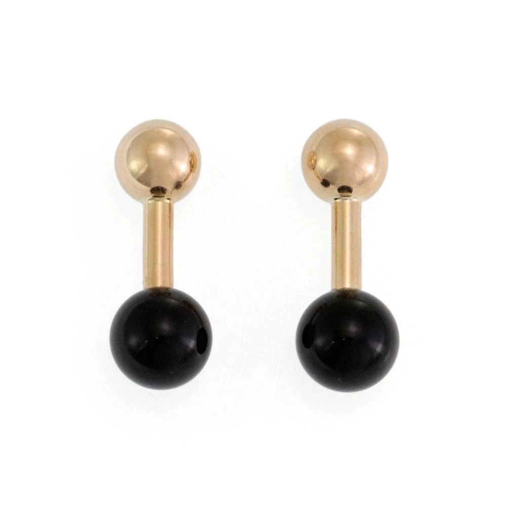 TIFFANY & CO. BALL CUFFLINKS VINTAGE ONYX 14K YELLOW GOLD: TIFFANY & CO. BALL CUFFLINKS VINTAGE ONYX 14K YELLOW GOLD TIFFANY & CO. BALL CUFFLINKS VINTAGE ONYX 14K YELLOW GOLD Tiffany & Co. Vintage Onyx 14k Yellow Gold Ball Stud Cufflinks Description An elegan