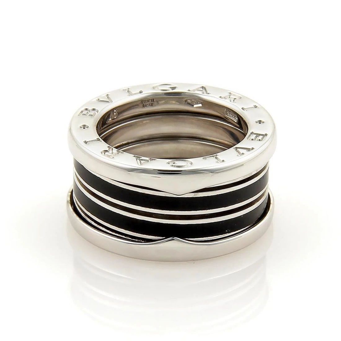 BVLGARI B ZERO-1 BISELOVAN RING 18K WHITE GOLD ENAMEL BAND SIZE EU 46-US 3.5 (1 of 2)