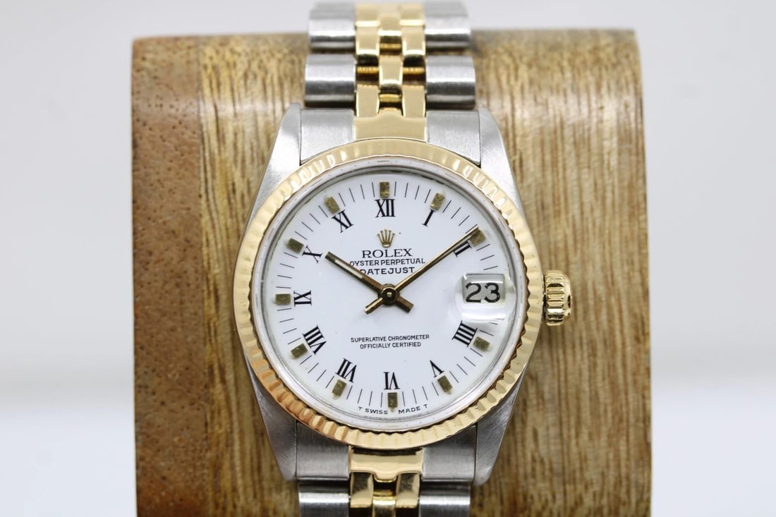 ROLEX DATEJUST 1988 WHITE 31MM BUCKLEY DIAL AUTOMATIC WATCH 68273 (1 of 2)
