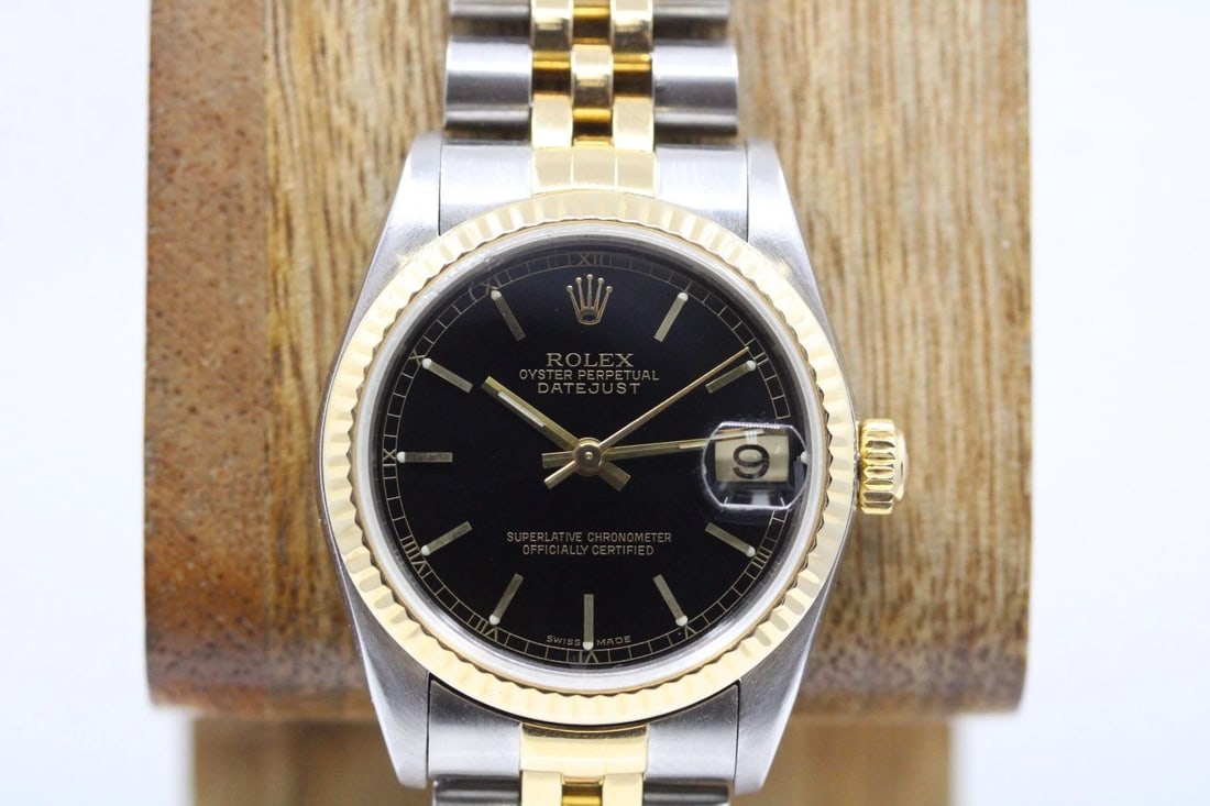 ROLEX 18K YELLOW GOLD & STEEL DATEJUST 31MM BLACK DATE DIAL WOMAN'S WATCH 78273: ROLEX 18K YELLOW GOLD & STEEL DATEJUST 31MM BLACK DATE DIAL WOMAN'S WATCH 78273 ROLEX 18K YELLOW GOLD & STEEL DATEJUST 31MM BLACK DATE DIAL WOMAN'S WATCH 78273 Description Rolex 18k Yellow Gold & Stee