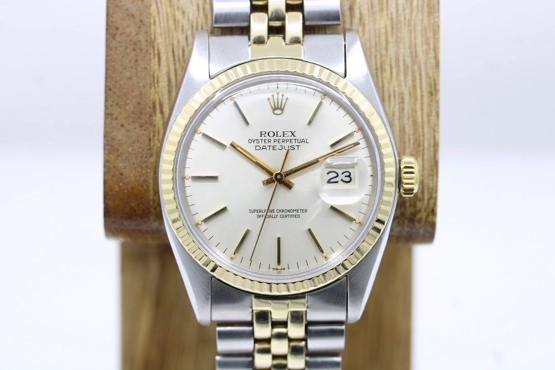 ROLEX DATEJUST 1978 TWO-TONE JUBILEE 36MM SILVER DATE DIAL WATCH 16013 (1 of 2)