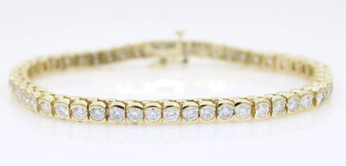 14K YELLOW GOLD 6 TCW NATURAL DIAMOND TENNIS BRACELET 7" - 22.1 GRAMS (1 of 2)