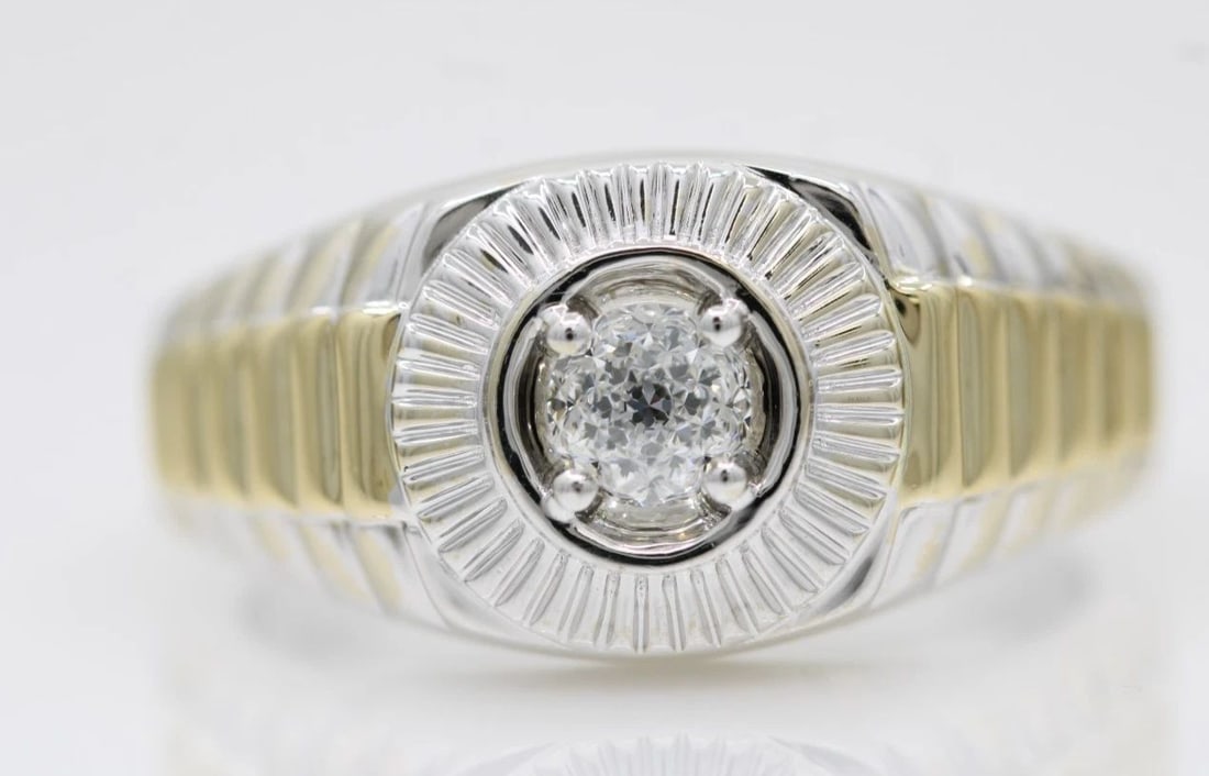 CROWN OF LIGHT 14K TWO TONE 0.70CT NATURAL DIAMOND ROLEX RING SIZE 13 - 14.4 GR (1 of 2)