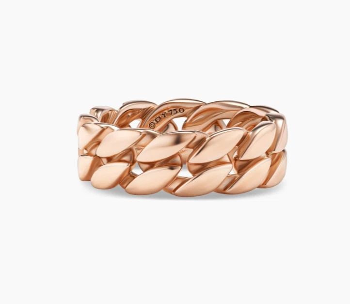 DAVID YURMAN 18K ROSE GOLD 8MM CURB CHAIN LINK BAND RING SIZE 10 ~ 14.2 G: DAVID YURMAN 18K ROSE GOLD 8MM CURB CHAIN LINK BAND RING SIZE 10 ~ 14.2 G Description David Yurman 18K Rose Gold 8mm Curb Chain Link Band Ring *** Stock Photo #1*** Ring is in good condition. May show