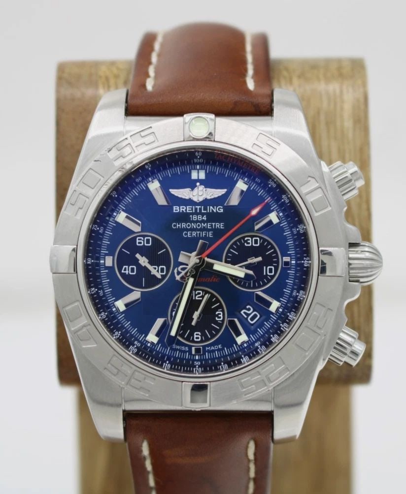 BREITLING CHRONOMAT AUTOMATIC CHRONOGRAPH 44MM BLUE DIAL MEN'S WATCH AB0110 (1 of 2)