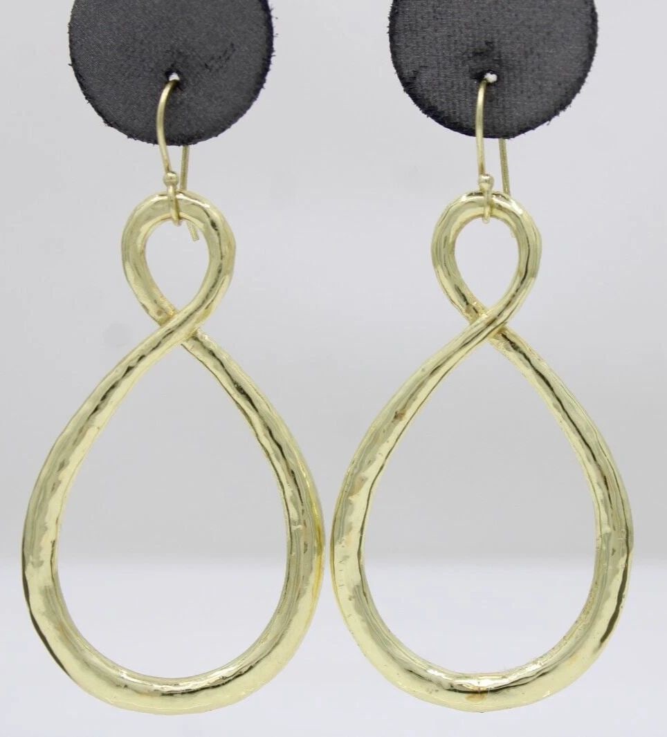 IPPOLITA 18K YELLOW GOLD HAMMERED TEARDROP DANGLE EARRINGS 8.3 GRAMS (1 of 2)