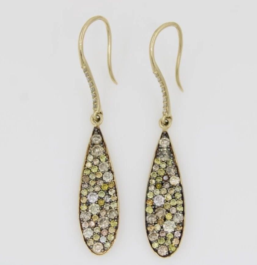 SONIA B. BITTON 14K YELLOW GOLD NATURAL MULTICOLOR DIAMOND DANGLE EARRINGS (1 of 2)