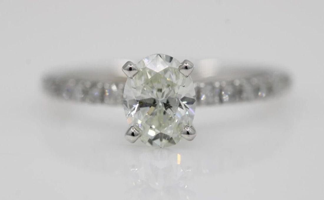 14K WHITE GOLD GSI CERTIFIED 1.87 TCW NATURAL DIAMOND OVAL SOLITAIRE RING SIZE 6 (1 of 2)