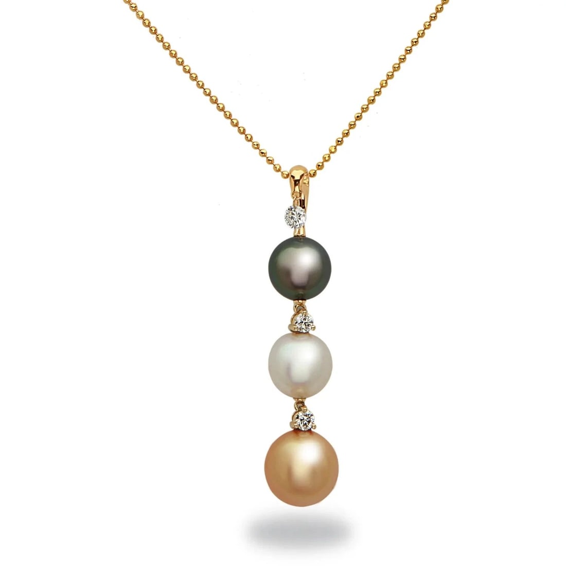18K YELLOW GOLD TARA DANCING DIAMOND 8-11MM MULTICOLOR SOUTH SEA PEARL PENDANT (1 of 2)