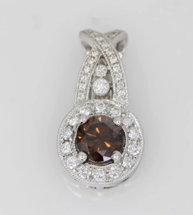 18K WHITE GOLD 1.50 TCW NATURAL CHOCOLATE DIAMOND SOLITAIRE HALO PENDANT 5 GRAMS: 18K WHITE GOLD 1.50 TCW NATURAL CHOCOLATE DIAMOND SOLITAIRE HALO PENDANT 5 GRAMS 18K WHITE GOLD 1.50 TCW NATURAL CHOCOLATE DIAMOND SOLITAIRE HALO PENDANT 5 GRAMS Description 18K White Gold 1.50 TCW Na