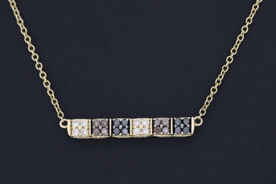 LEVIAN 14K YELLOW GOLD DIAMOND NECKLACE W/ BAR PENDANT 5.2 GRAMS (1 of 2)