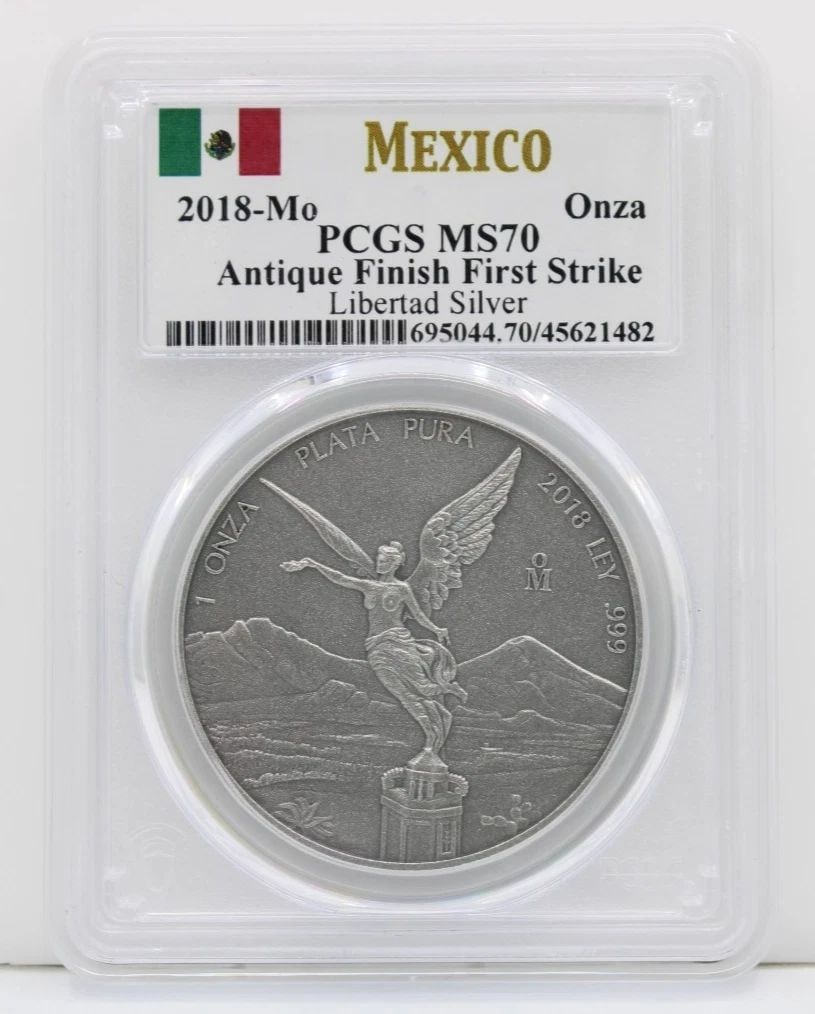 2018 MO MEXICO 1 OZ SILVER LIBERTAD ANTIQUE FINISH FIRST STRIKE PCGS MS70 (1 of 2)
