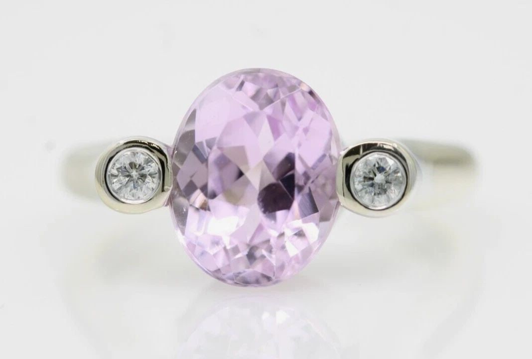 SONIA B. BITTON 14K WHITE GOLD KUNZITE & DIAMOND RING SIZE 5 - 4.6 GRAMS (1 of 2)