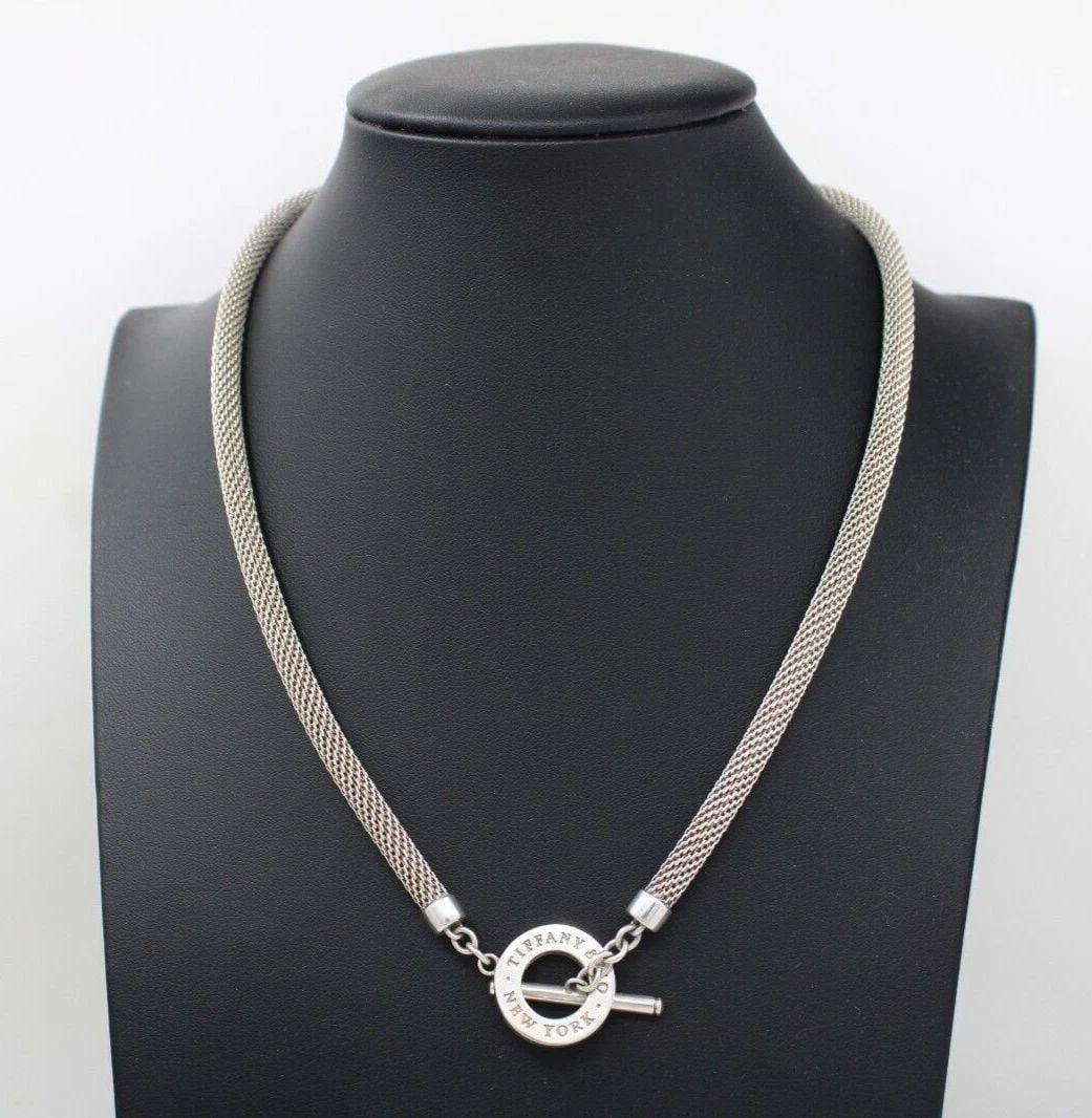 RARE TIFFANY & CO STERLING SILVER SOMERSET MESH TOGGLE NECKLACE LIMITED EDITION (1 of 2)