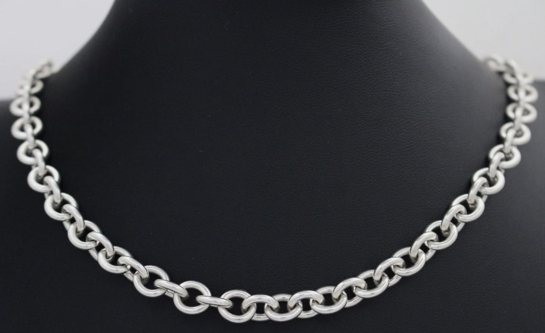 TIFFANY & CO. STERLING SILVER 8 MM ROUND ROLO CIRCLE LINK NECKLACE 18" (1 of 2)