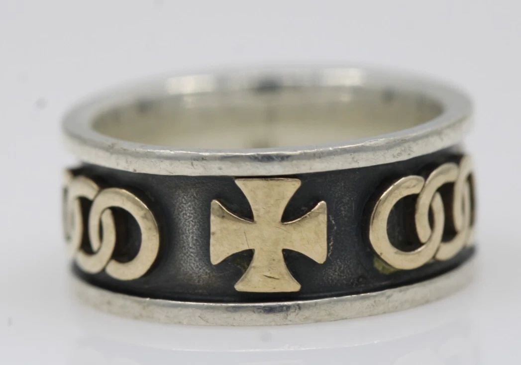 JAMES AVERY STERLING SILVER 14K GOLD MALTESE CROSS UNITY CIRCLE BAND RING SZ 6.5 (1 of 2)