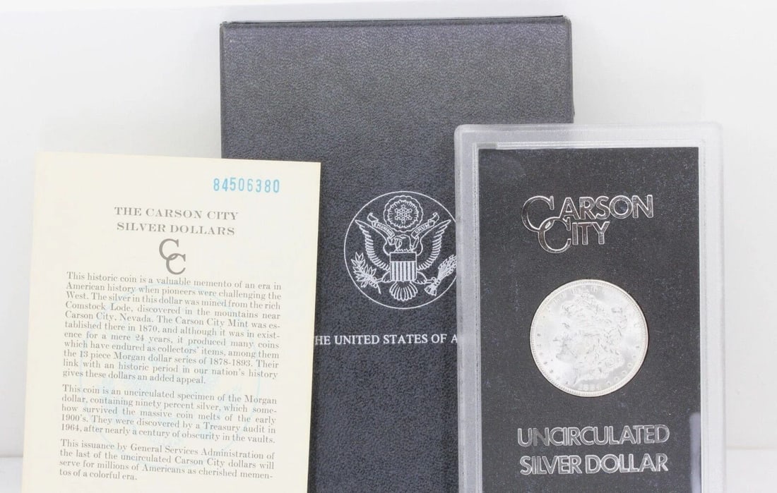 1884-CC CARSON CITY MORGAN SILVER DOLLAR UNCIRCULATED, GSA HOLDER BOX & COA (1 of 2)