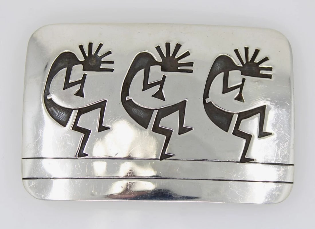 SPARKY MASAWYTEWA STERLING SILVER HOPI KOKOPELLI BELT BUCKLE 54.1 GRAMS (1 of 2)
