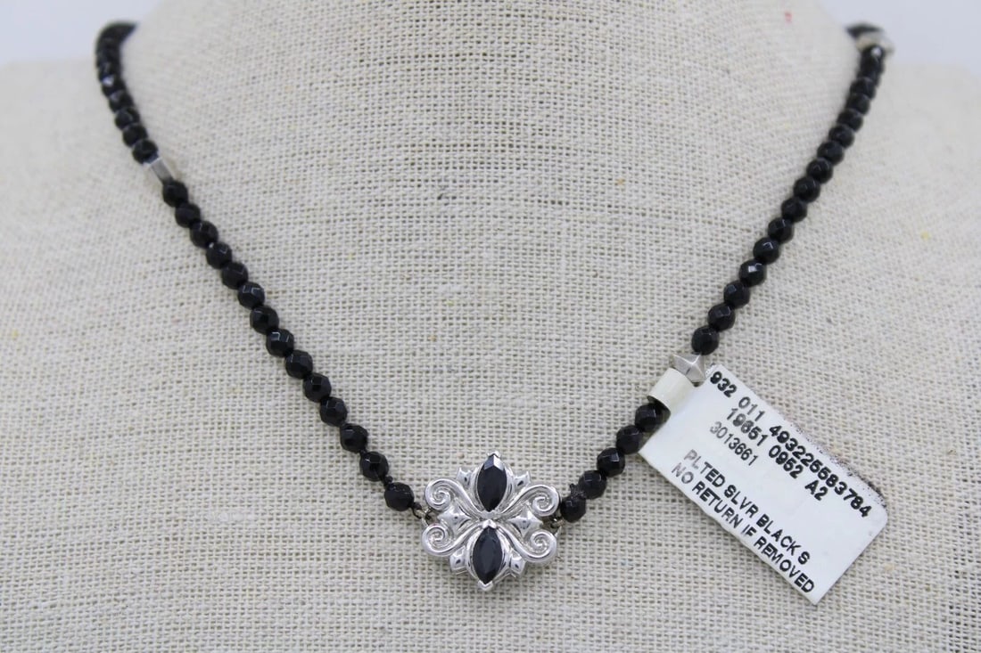 STEVEN WEBSTER STERLING SILVER & BLACK ONYX BEADED 30" NECKLACE NWT (1 of 2)