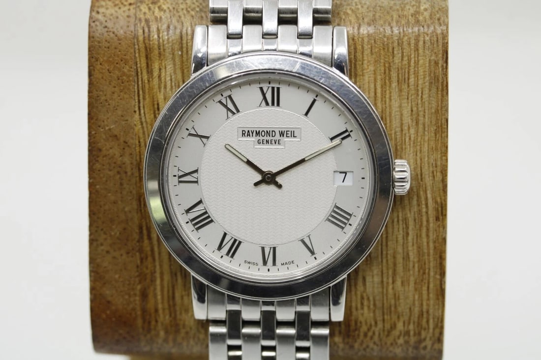 RAYMOND WEIL GENEVE TOCCATA 5593 34MM WHITE ROMAN NUMERAL DIAL STEEL MEN'S WATCH (1 of 2)