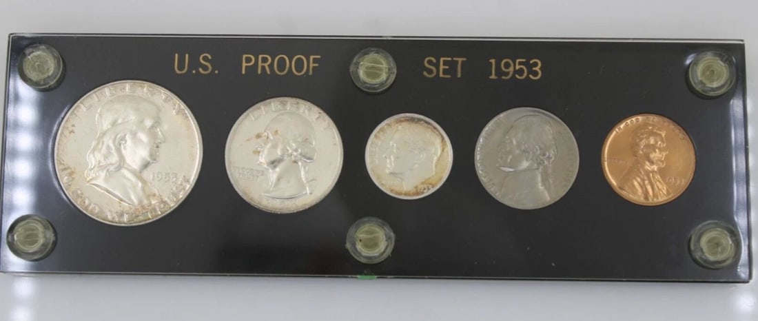1953 UNITED STATES MINT PROOF SET BLACK HARD PLASTIC HOLDER (1 of 2)