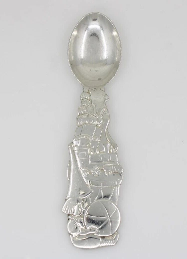 TIFFANY & CO. STERLING SILVER BABY FEEDING SPOON TOYBOX MOTIF 54 GRAMS (1 of 2)