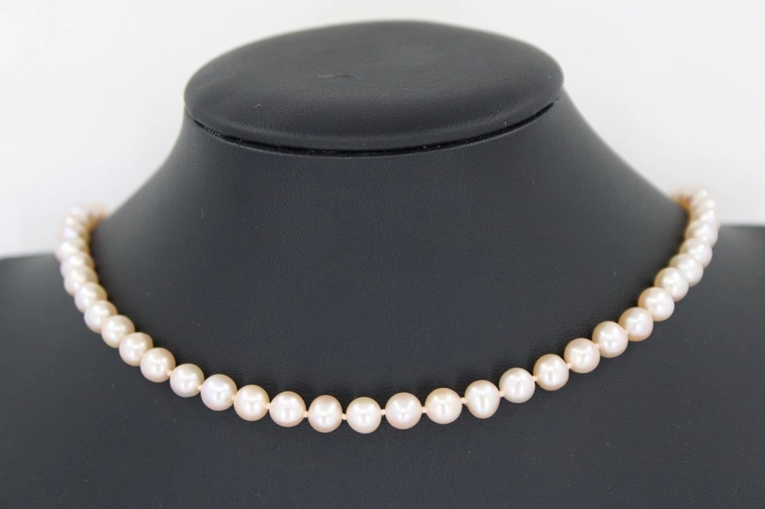 14K YELLOW GOLD CULTURED 6MM PINK PEARL 18?? NECKLACE 21.7 GRAMS (1 of 2)
