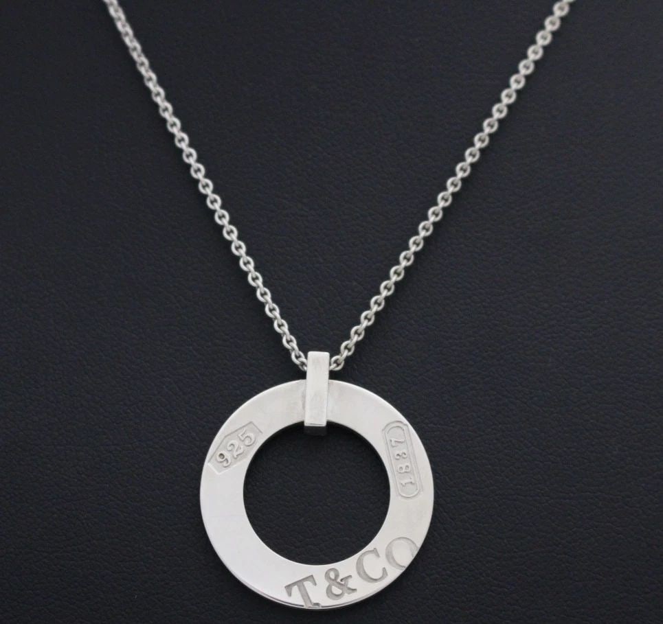 TIFFANY & CO. STERLING SILVER 1837 ROUND CIRCLE PENDANT W/ 16" NECKLACE (1 of 2)
