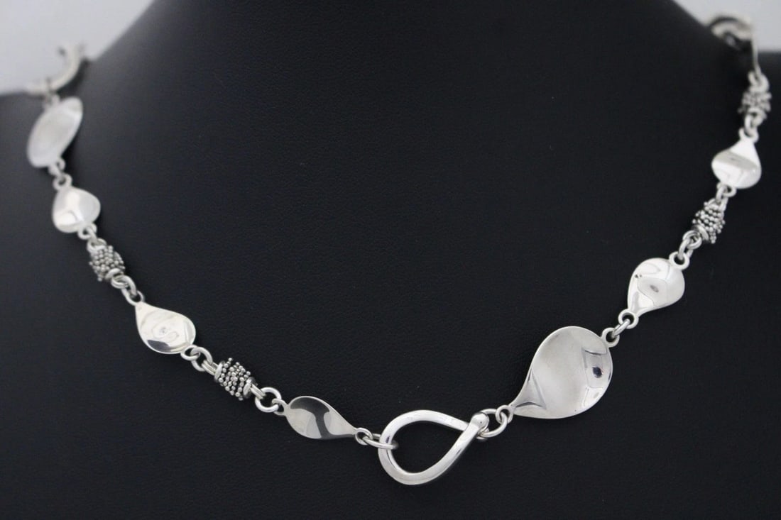 MICHAEL DAWKINS STERLING SILVER PETALS & OVAL LINK TOGGLE NECKLACE 20" (1 of 2)