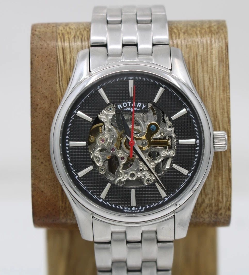 ROTARY STAINLESS STEEL 40MM SKELETON DIAL AUTOMATIC WATCH GB03876 (1 of 2)