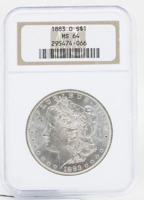 1883 O MORGAN SILVER DOLLAR NGC MS-64 OLD NGC HOLDER: 1883 O MORGAN SILVER DOLLAR NGC MS-64 OLD NGC HOLDER 1883 O MORGAN SILVER DOLLAR NGC MS-64 OLD NGC HOLDER Description 1883 O Morgan Silver Dollar NGC MS-64 Old NGC Holder Coins has been graded as a MS