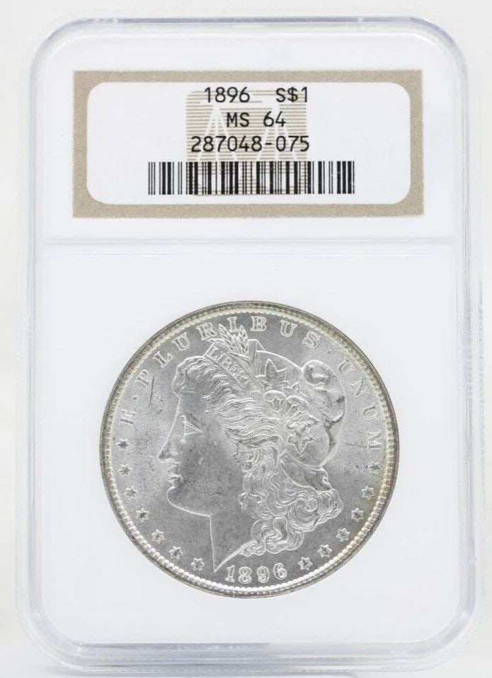 1896 P MORGAN SILVER DOLLAR NGC MS-64 OLD NGC HOLDER: 1896 P MORGAN SILVER DOLLAR NGC MS-64 OLD NGC HOLDER 1896 P MORGAN SILVER DOLLAR NGC MS-64 OLD NGC HOLDER Description 1896 P Morgan Silver Dollar NGC MS-64 Old NGC Holder Coins has been graded as a MS