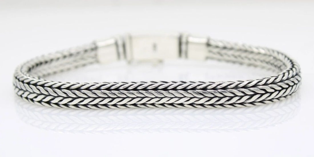.925 STERLING SILVER 7.25 MM BRAIDED 8 1/2" BRACELET SZ 7 1/2" 39.2 GRAMS (1 of 2)