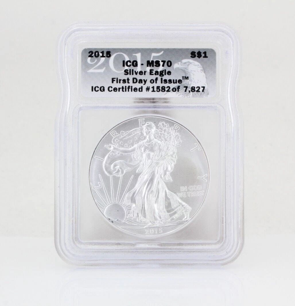 2015 AMERICAN EAGLE DOLLAR MS 70 ICG 1 OZ .999 SILVER $1 COIN FIRST DAY OF ISSUE (1 of 2)