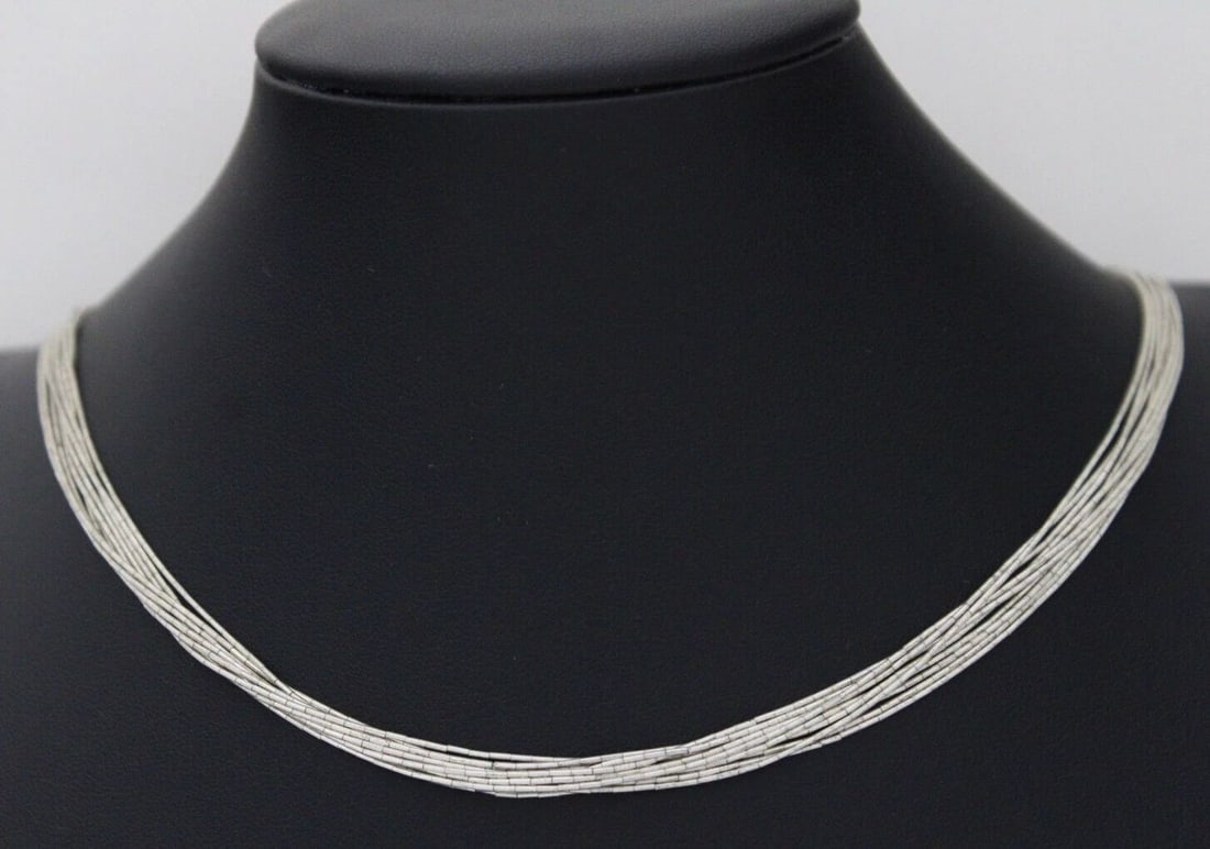 RUNNING BEAR TRADING STERLING SILVER 10 STRAND LIQUID SILVER 24" NECKLACE 13.1 G (1 of 2)