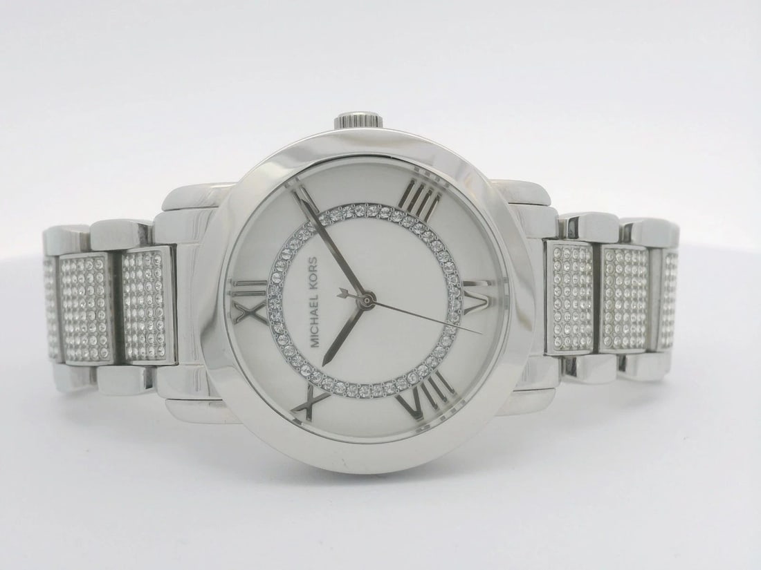 MICHAEL KORS TIFFANY SILVER TONE 34MM WHITE DIAL QUARTZ WOMAN'S WATCH MK-3685 (1 of 2)